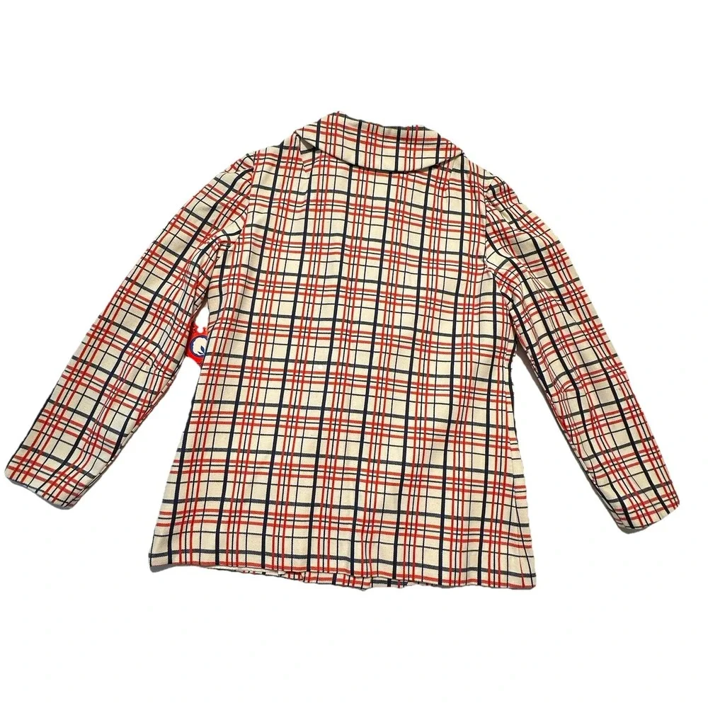 Vintage ARLENE ANDREWS‎ Plaid Blazer 100% Cotton Button-Front 12 Union Made